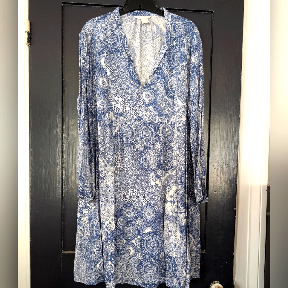 EUC H&M L.O.G.G. Indigo Print Dress